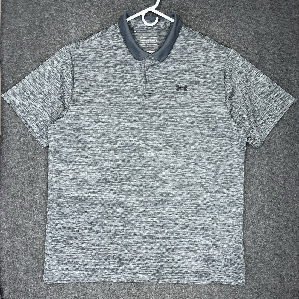 Under Armour Performance Polo Shirt Mens 2XLT Heather Gray Golf Short Sleeve